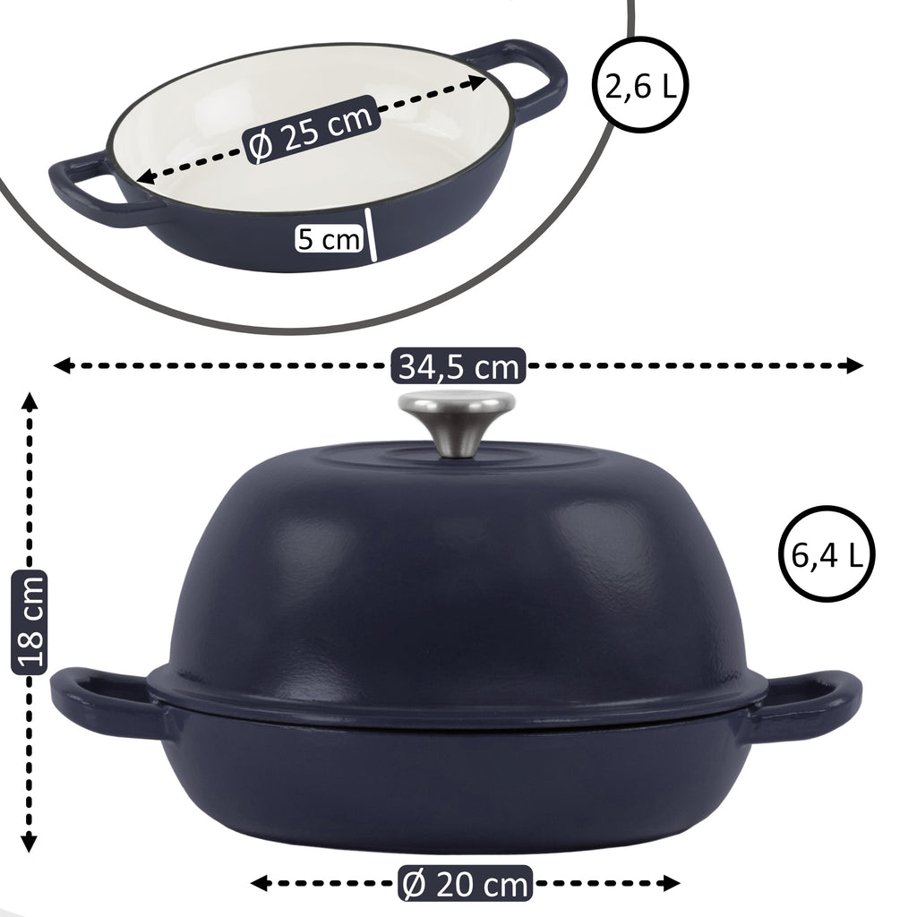 Brottopf Set, 6,4 Liter, Gusseisen, emailliert, inkl. Brotschlinge und Untersetzer