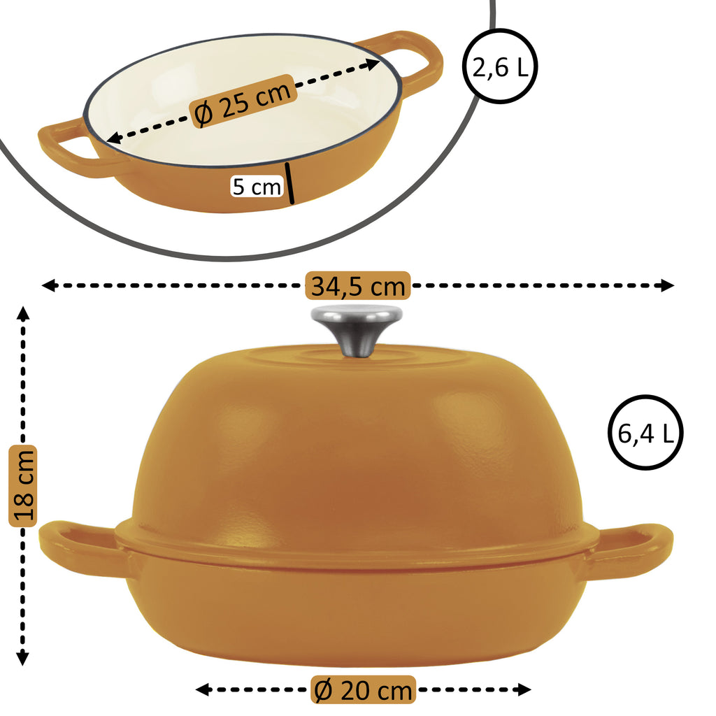 Brottopf Set, 6,4 Liter, Gusseisen, emailliert, inkl. Brotschlinge und Untersetzer