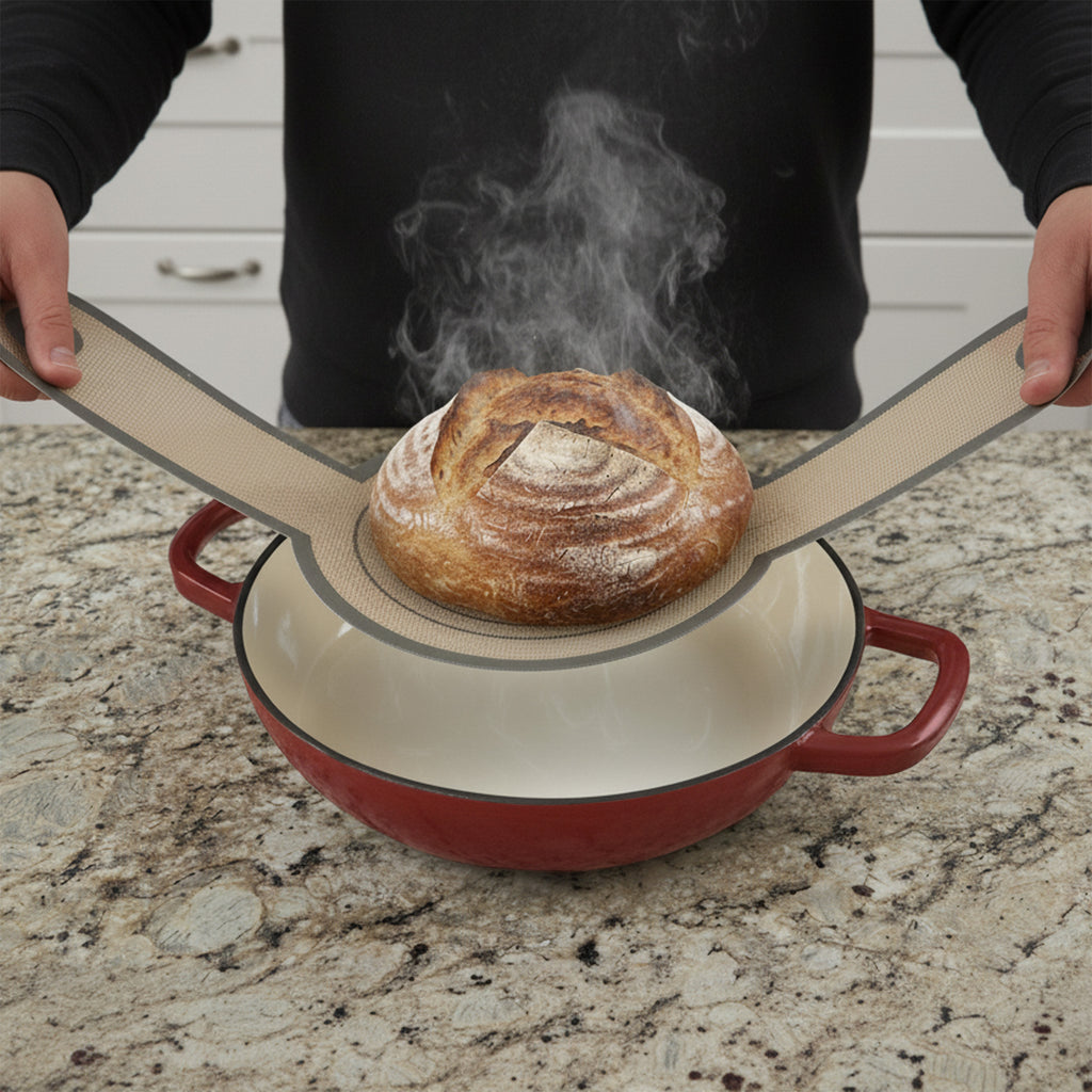 Brottopf Set, 6,4 Liter, Gusseisen, emailliert, inkl. Brotschlinge und Untersetzer