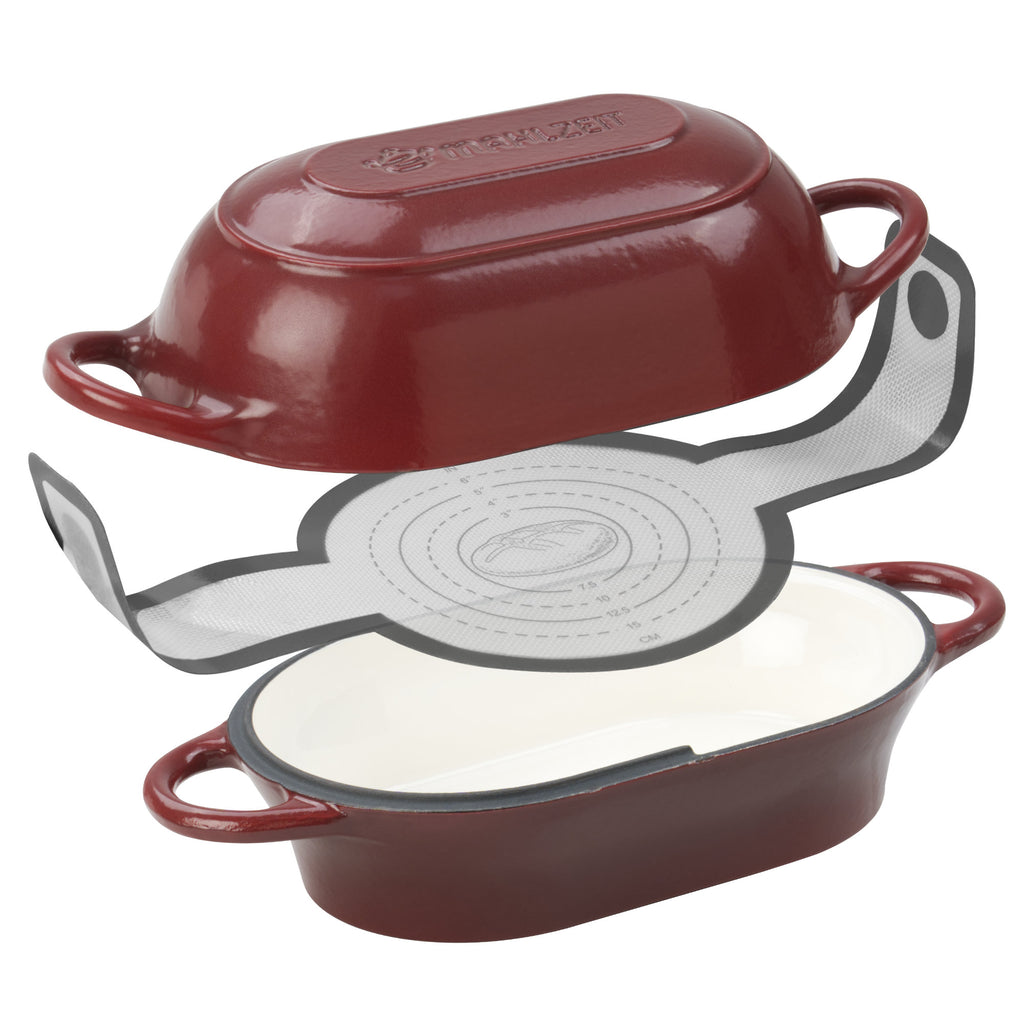 Bread Pot Set, 2.5 Liters, Cast Iron, Enameled, Incl. Bread Sling