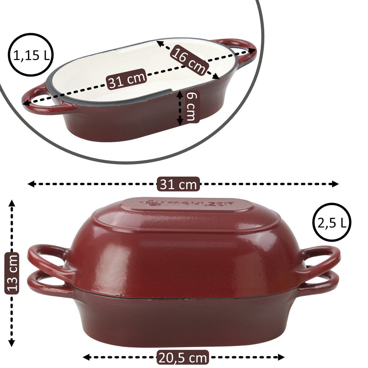 Bread Pot Set, 2.5 Liters, Cast Iron, Enameled, Incl. Bread Sling