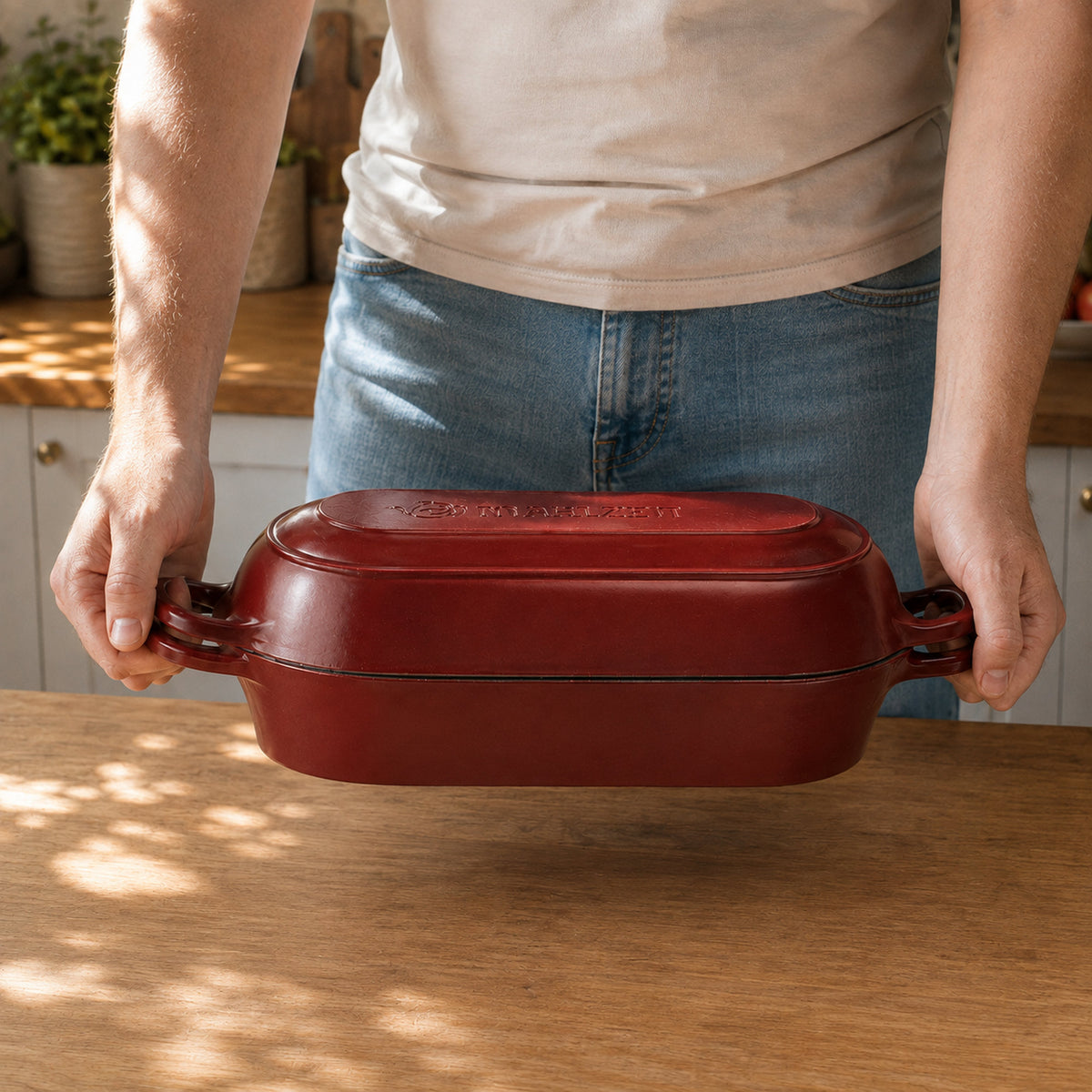 Bread Bin Set, 4.5 Liters, Cast Iron, Enameled, Incl. Bread Slicer