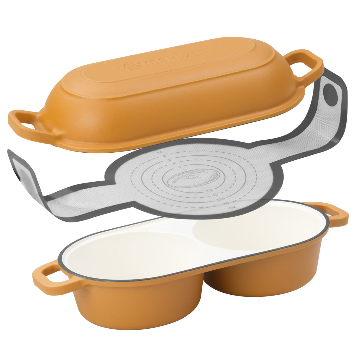 Bread Pot Set, 5 liter, cast iron, enameled, incl. bread sling and two baking chambers
