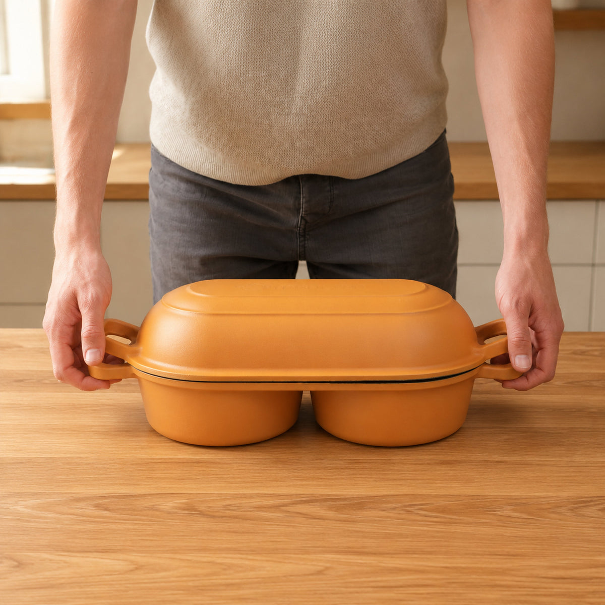 Cocotte à pain, 5 litres, fonte émaillée, avec élingue à pain et deux compartiments de cuisson