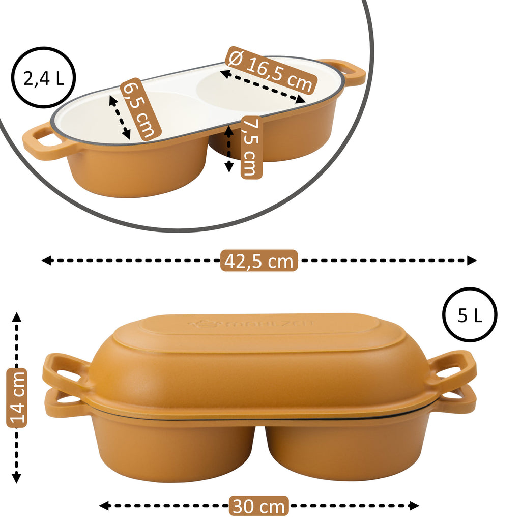 Cocotte à pain, 5 litres, fonte émaillée, avec élingue à pain et deux compartiments de cuisson