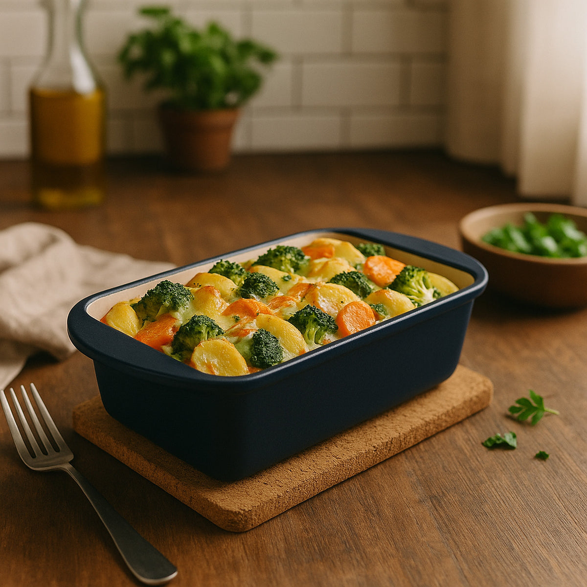 Plat à gratin, rectangulaire, fonte, compatible induction