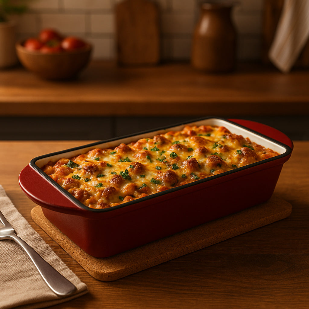 Plat à gratin, rectangulaire, fonte, compatible induction