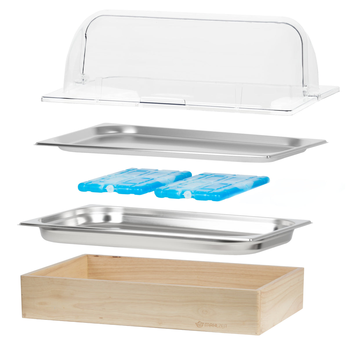 Cooling serving platter, 53 x 34 x 27 cm, GN 1/1, incl. wooden frame