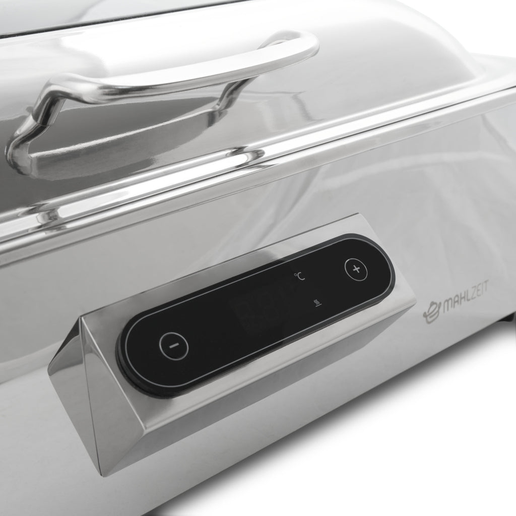 Chafing dish, acier inoxydable, 9,5 litres, avec présentoir et couvercle