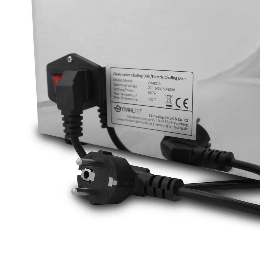 Chafing dish, acier inoxydable, 9,5 litres, avec présentoir et couvercle