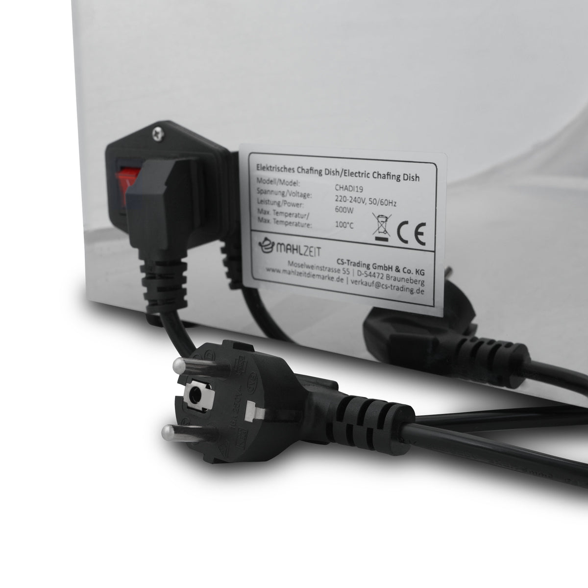 Chafing dish, acier inoxydable, 9,5 litres, avec présentoir et couvercle