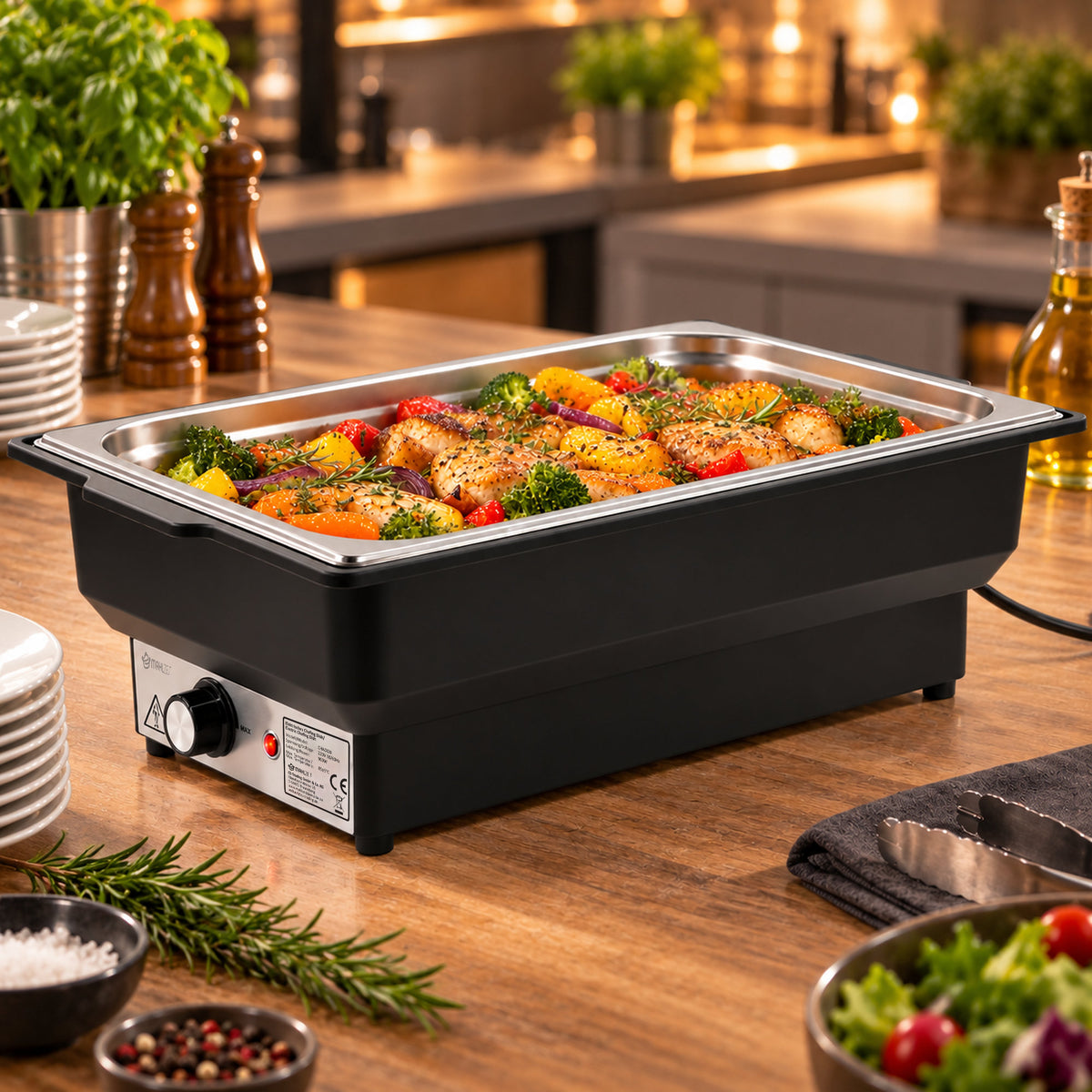 Chafing Dish, stainless steel, 8 litre, with lid
