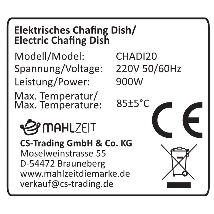 Chafing Dish, stainless steel, 8 litre, with lid
