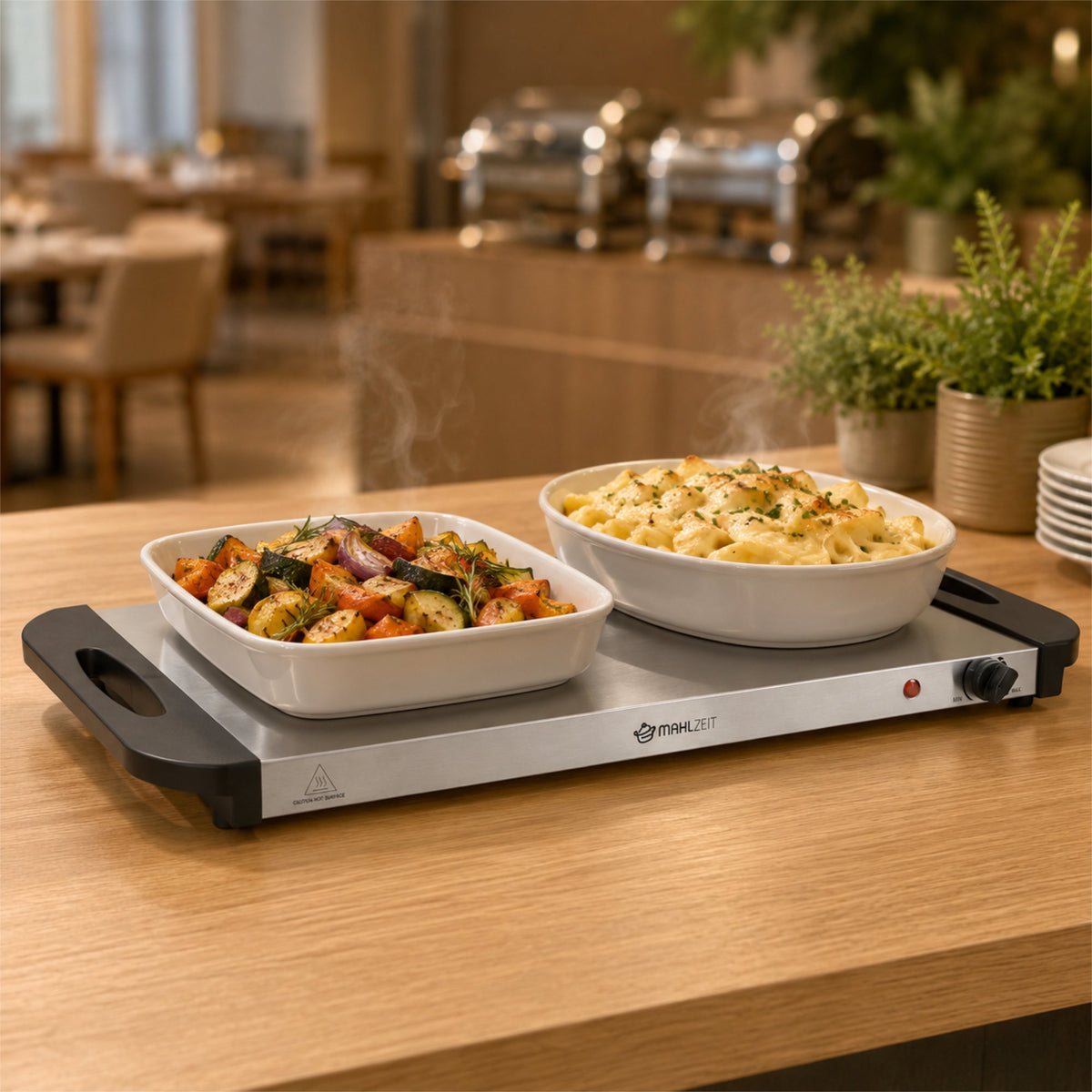 Stainless Steel 2-in-1 Buffet Warmer with 3x 1/3 GN Containers