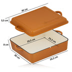 Roaster set, 3-piece, cast iron, enamelled