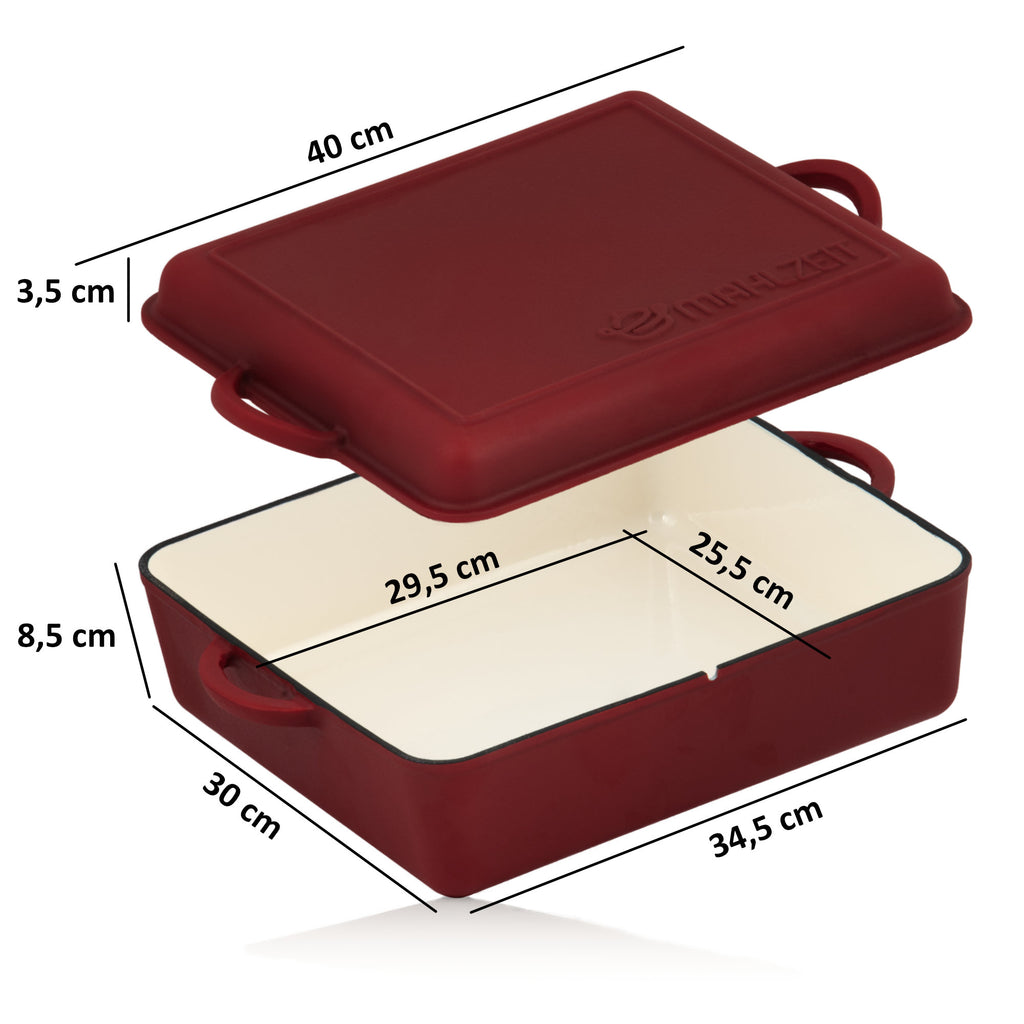 Set de cuisson, 3 pièces, fonte émaillée, couvercle de poêle inclus