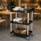 Chariot de service, jusqu'à 150 kg, à roulettes, 3 niveaux