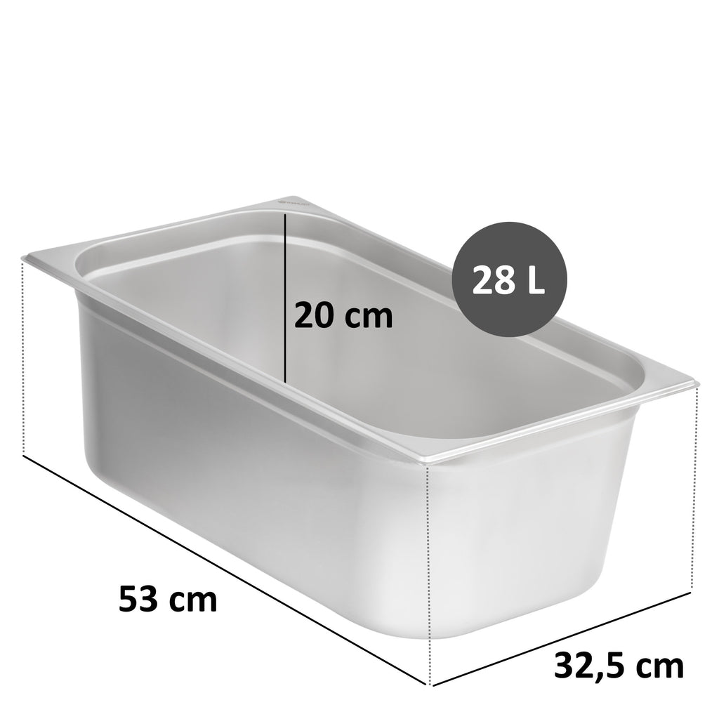 Bac GN pour chafing dish, acier inoxydable, couvercle inclus