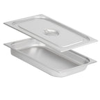 Bac GN pour chafing dish, acier inoxydable, couvercle inclus