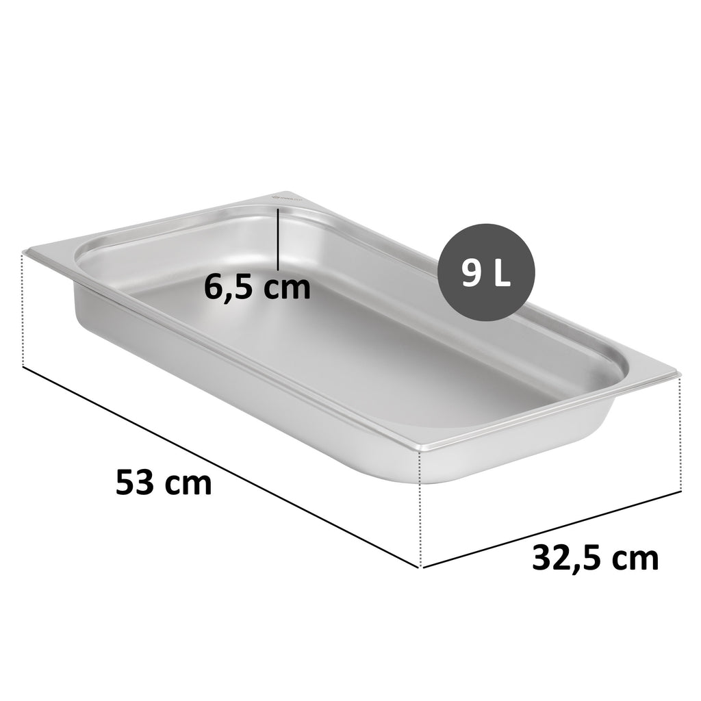 Bac GN pour chafing dish, acier inoxydable, couvercle inclus