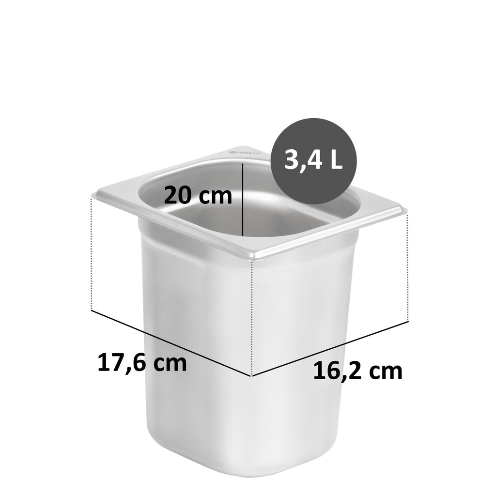 Bac GN pour chafing dish, acier inoxydable, couvercle inclus