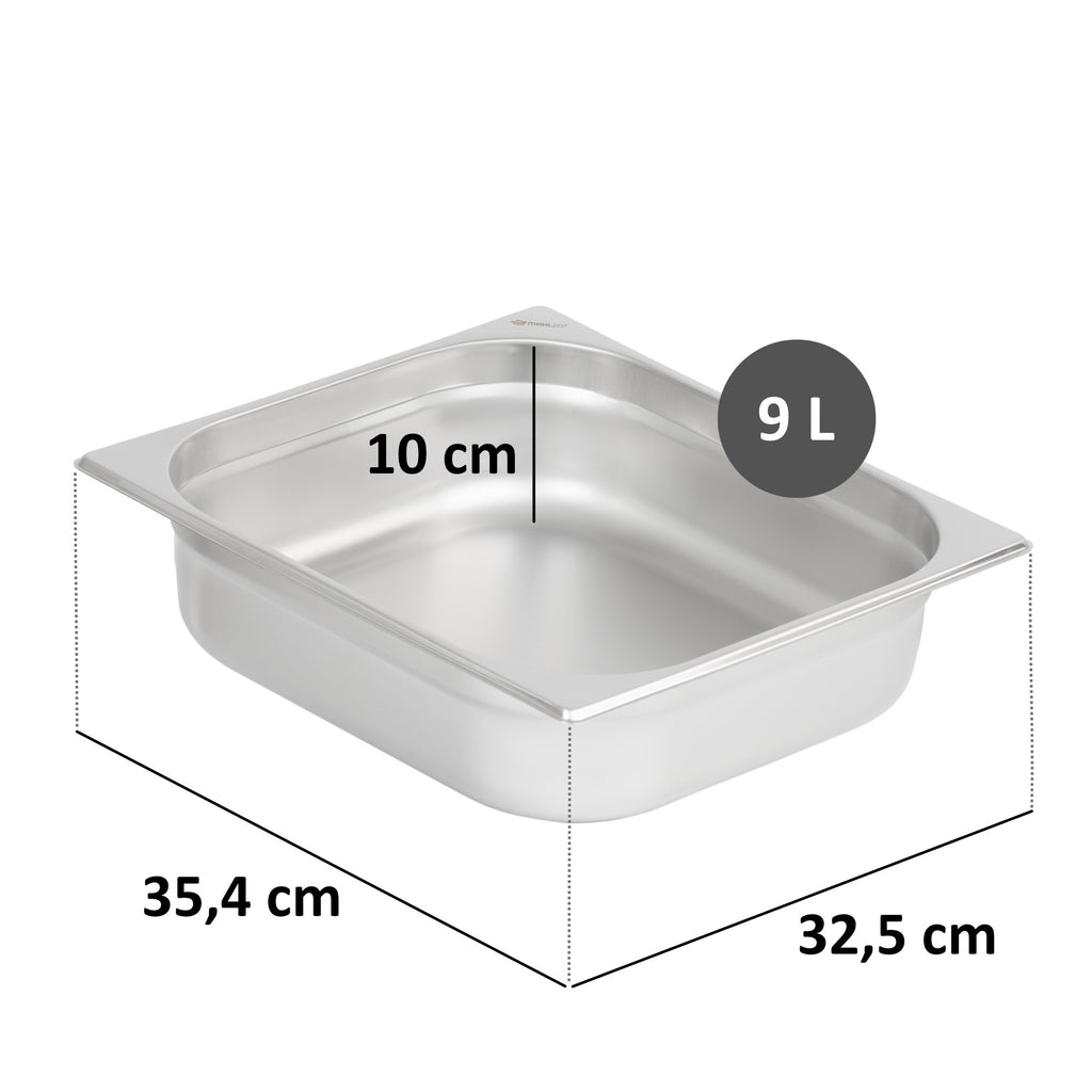 Bac GN pour chafing dish, acier inoxydable, couvercle inclus