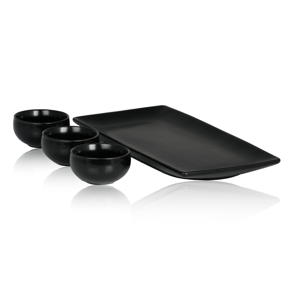 Lava stone set, 7-piece, incl. hot stone, plates and dip bowls