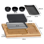 Lava stone set, 7-piece, incl. hot stone, plates and dip bowls