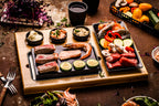 Lava stone set, 7-piece, incl. hot stone, plates and dip bowls