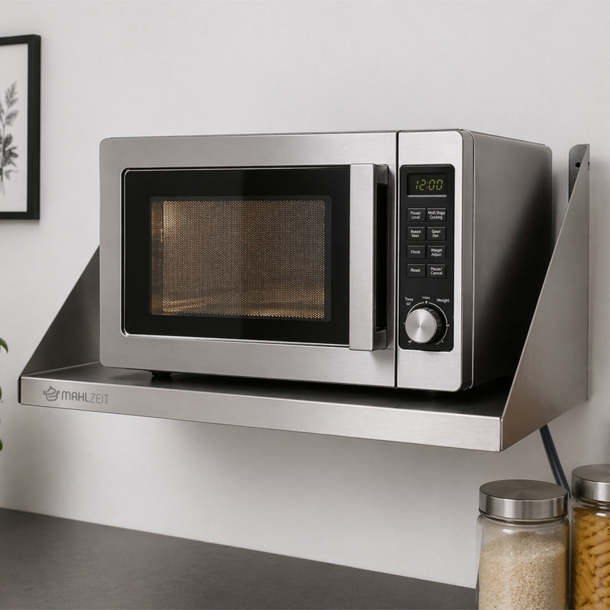 Microwave Wall Shelf, Stainless Steel, with Cable Access