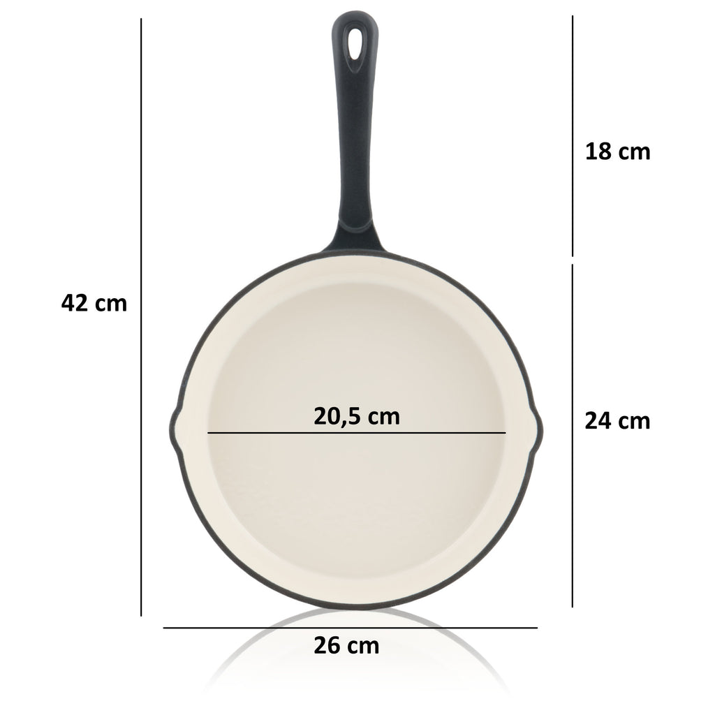 Pan set, 5-piece, cast iron, enamelled