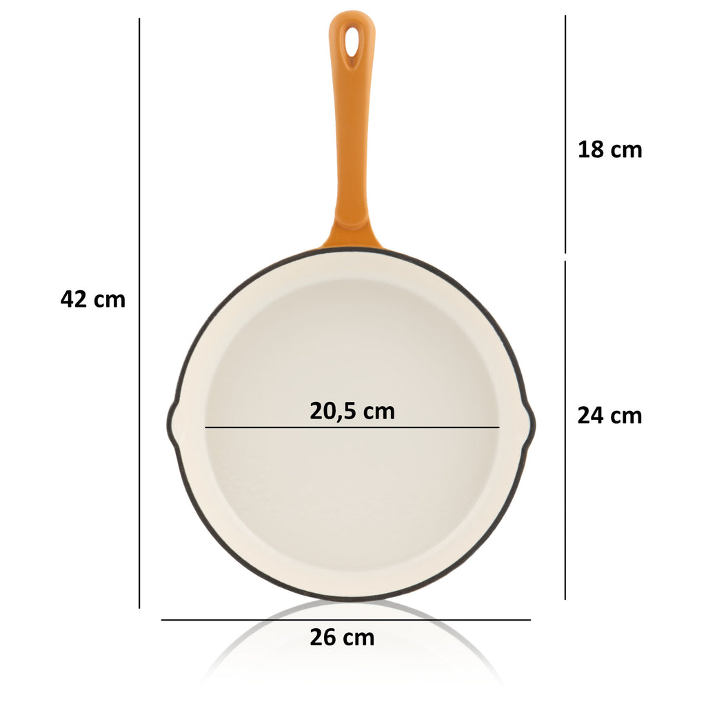 Pan set, 5-piece, cast iron, enamelled