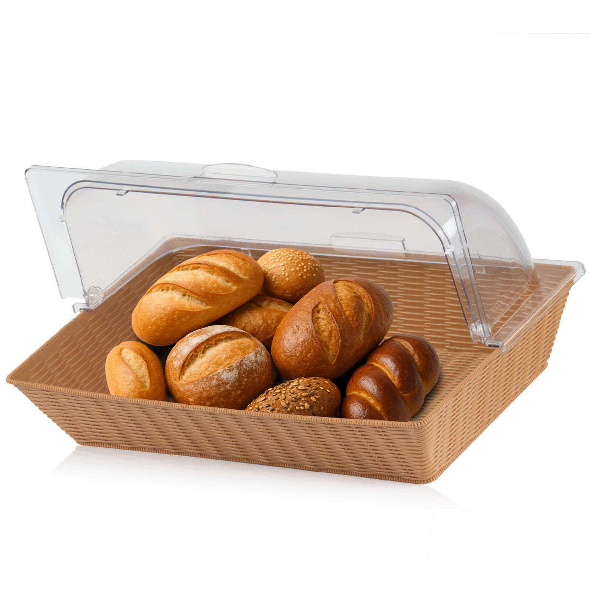Rattan bread basket, 54 x 36 x 26 cm, incl. roll-top