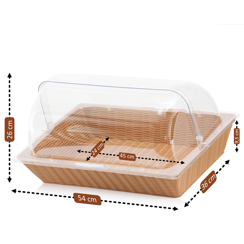 Rattan Brotkorb, 54 x 36 x 26 cm, inkl. Rolltop