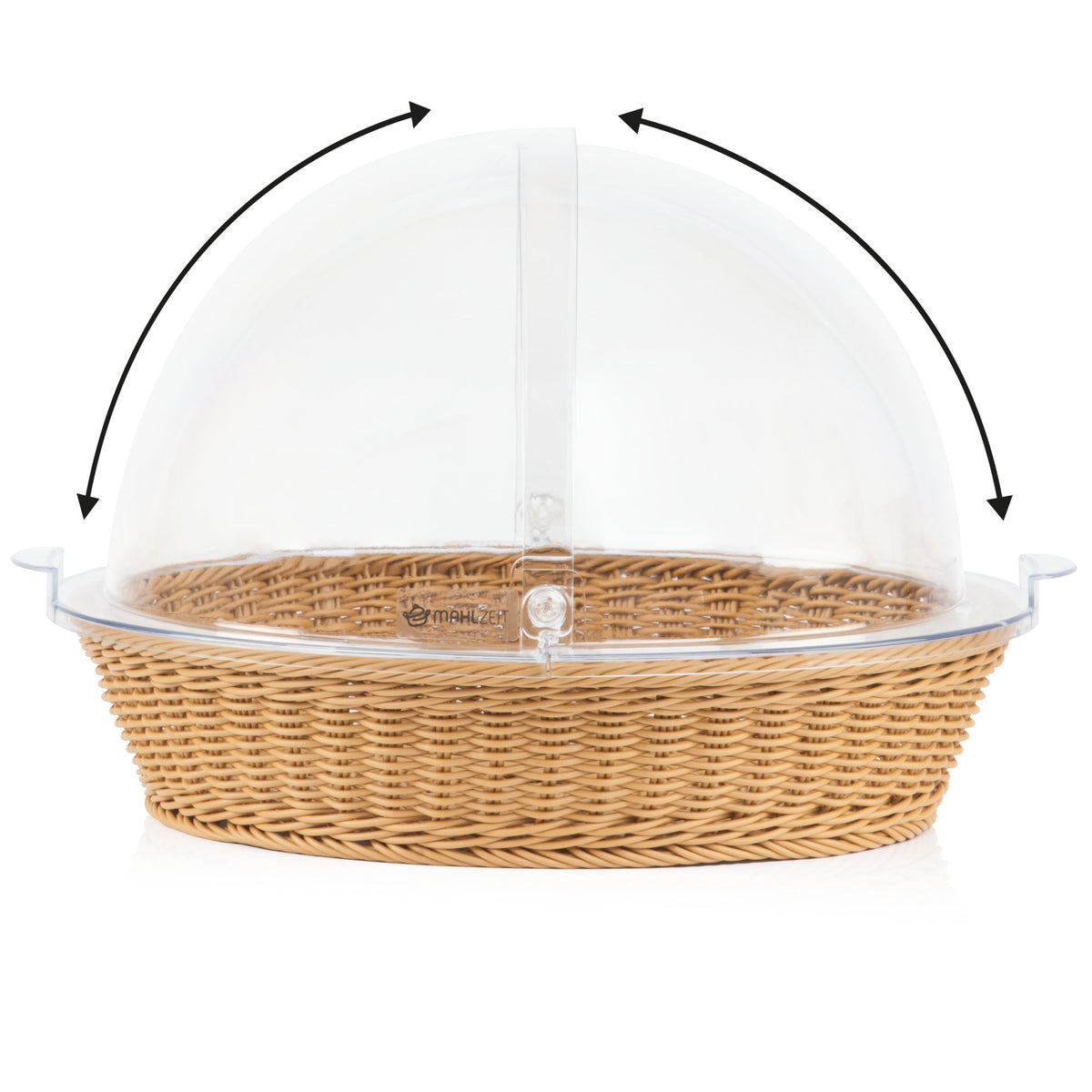 Rattan bread basket, 42 x 39 x 29 cm, incl. roll-top lid