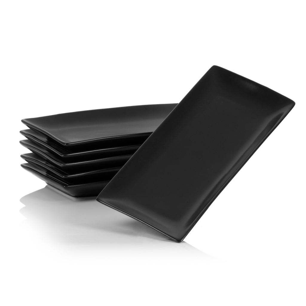 Servierteller Set, 6-teilig, 24,5 x 12 x 2 cm, schwarz