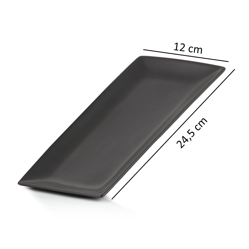 Servierteller Set, 6-teilig, 24,5 x 12 x 2 cm, schwarz