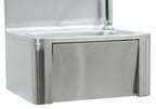 Lave-mains, acier inoxydable, avec commande au genou et distributeur de savon