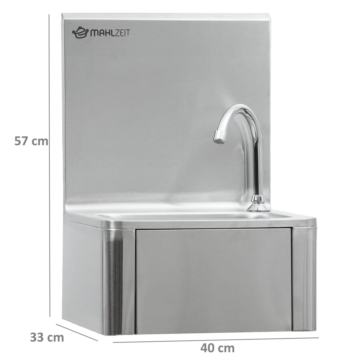 Hand wash basin, stainless steel, incl. knee operation and soap dispenser