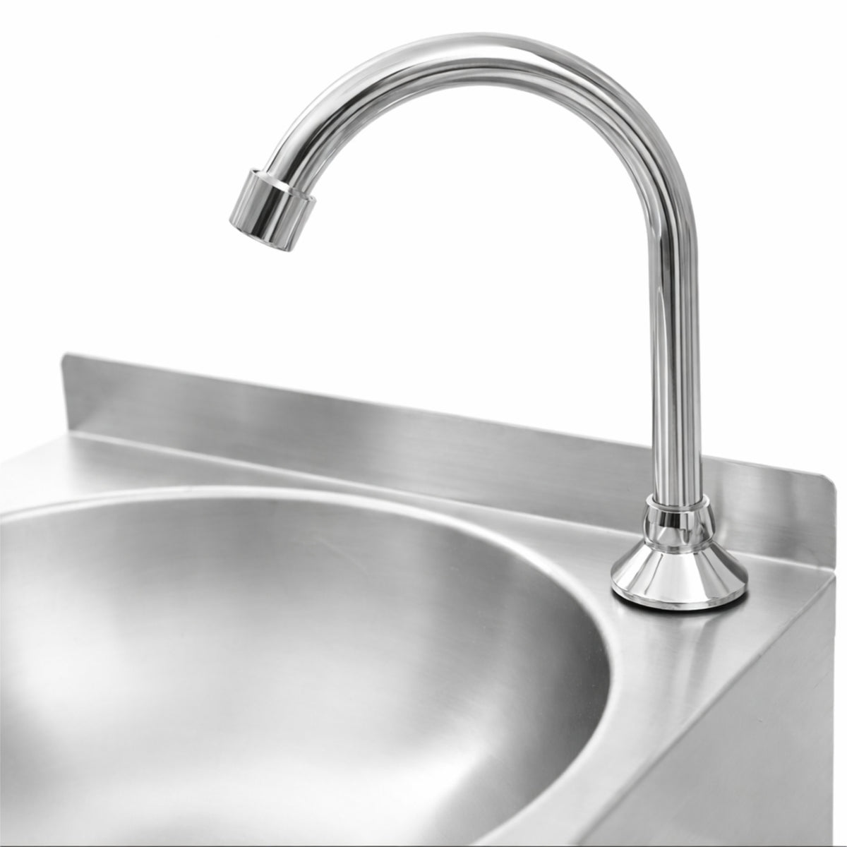 Stainless steel knee-operated wall-mounted washbasin