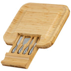 Cheese board, bamboo, 36 x 34 x 5 cm, incl. cheese knives