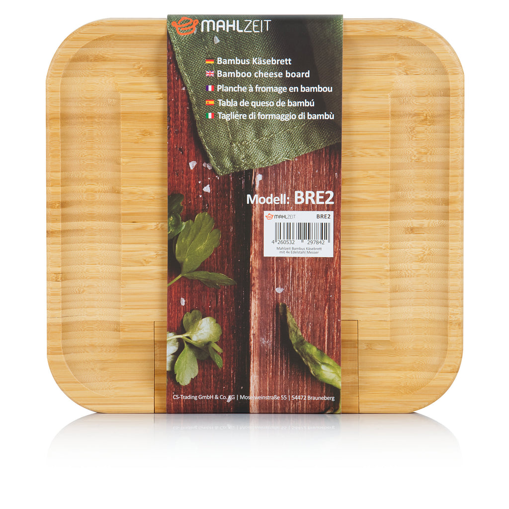 Cheese board, bamboo, 36 x 34 x 5 cm, incl. cheese knives
