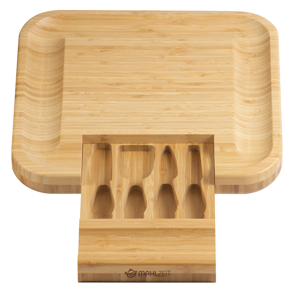 Cheese board, bamboo, 36 x 34 x 5 cm, incl. cheese knives
