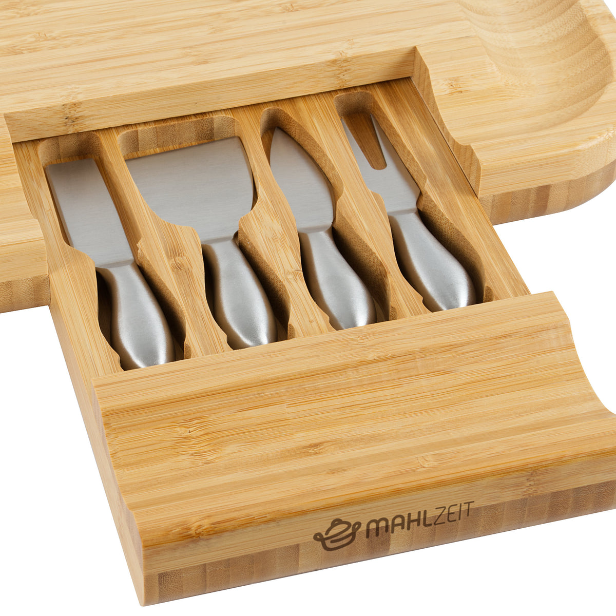 Cheese board, bamboo, 36 x 34 x 5 cm, incl. cheese knives