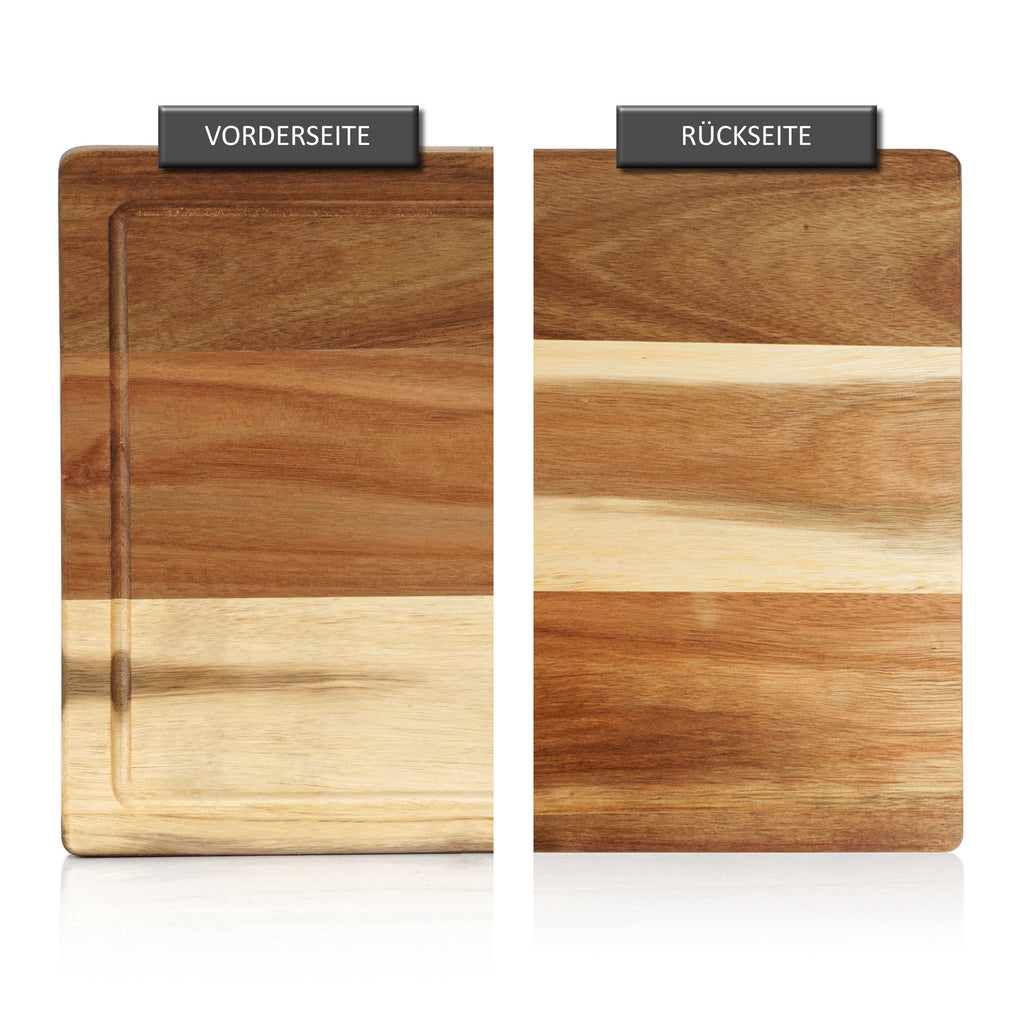 Planche à découper, acacia, 40 x 30 x 3 cm, avec rigole à jus