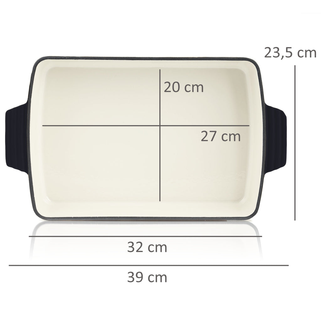 Plat à gratin, rectangulaire, fonte, compatible induction
