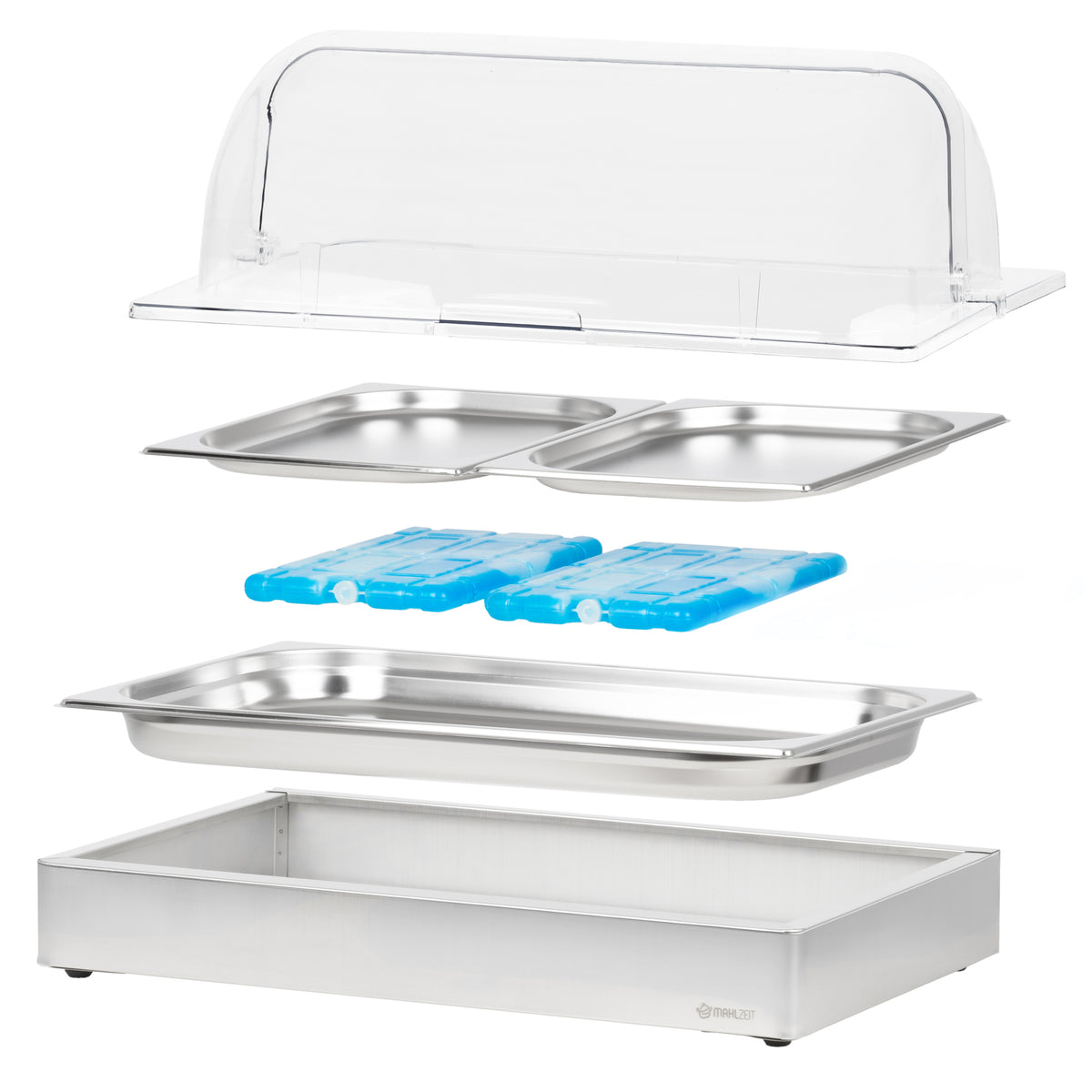 Cooling serving platter, 54 x 34 x 24.5 cm, 2x GN 1/2, incl. cover