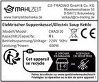 Suppenkessel elektrisch, 8 Liter, herausnehmbarer Edelstahl Einsatz