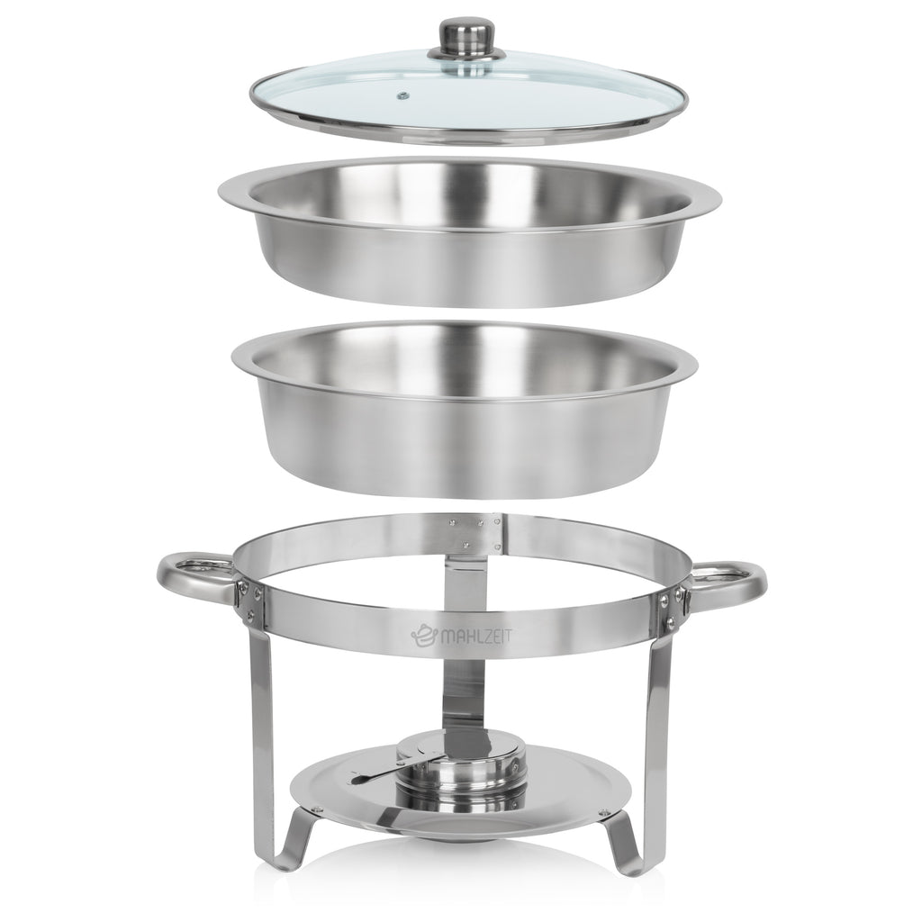 Chafing Dish, acier inoxydable, 4 litres, rond, chauffe-plat
