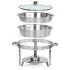 Chafing Dish, acier inoxydable, 4 litres, rond, chauffe-plat